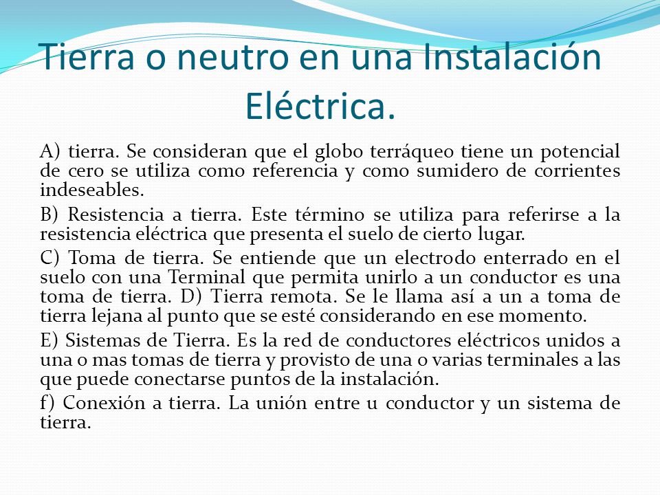 Tierra o neutro en una Instalación Eléctrica.