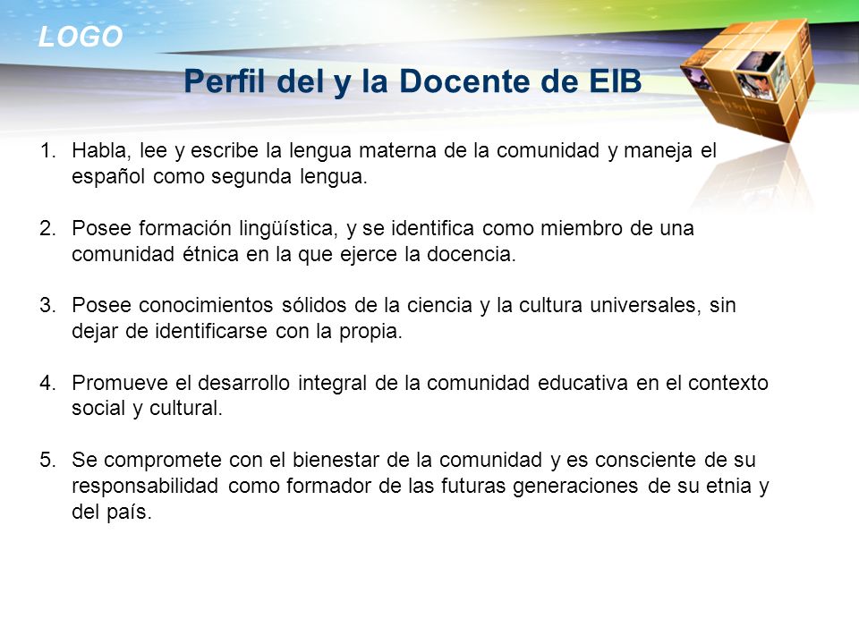 Perfil del y la Docente de EIB