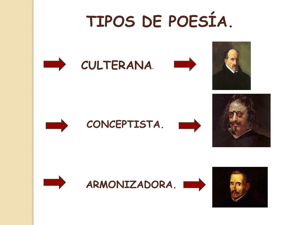 TIPOS DE POESÍA. CULTERANA. CONCEPTISTA. ARMONIZADORA.