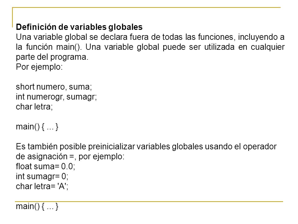 Definición de variables globales