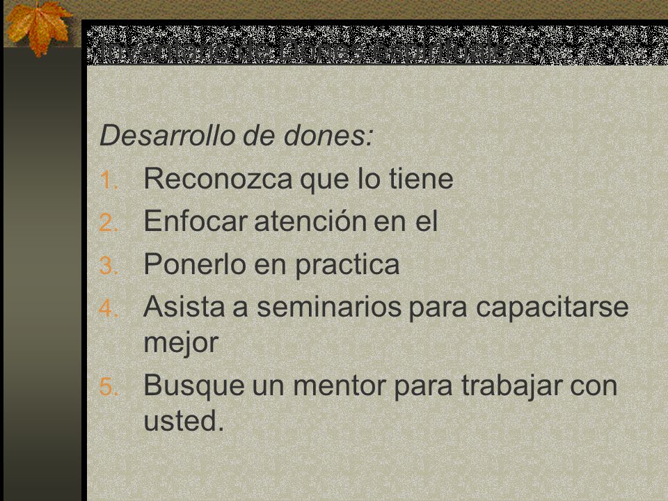 Inventario de Dones espirituales.
