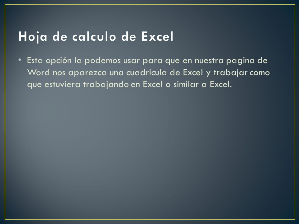 Hoja de calculo de Excel