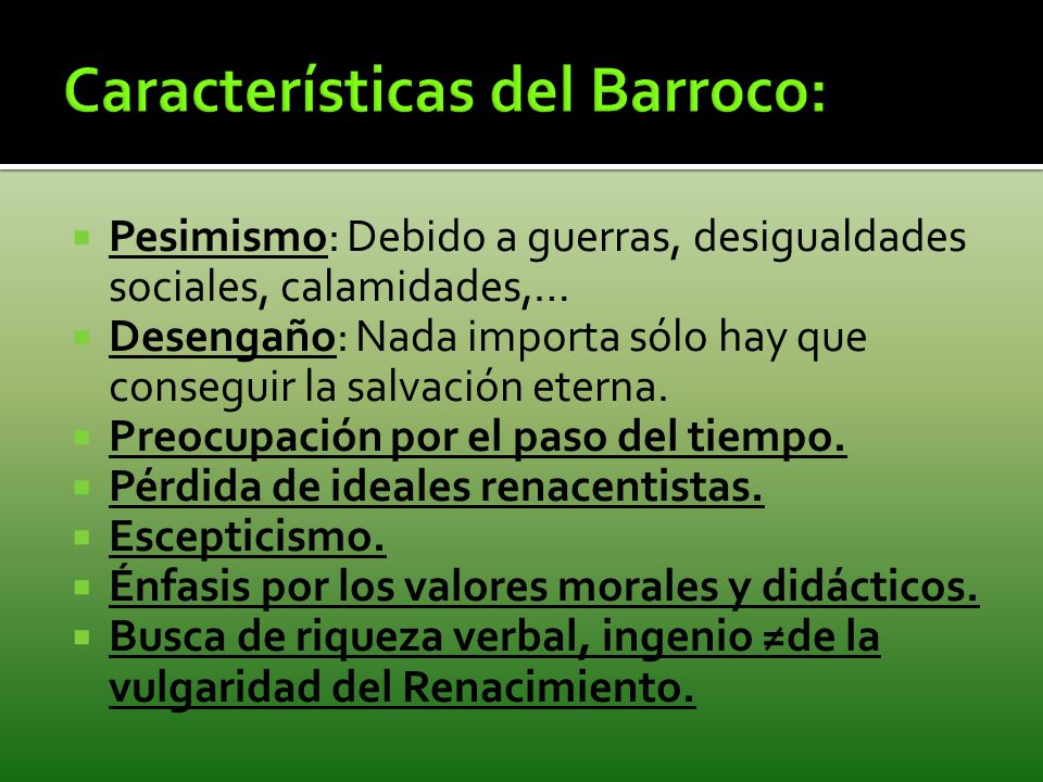 Características del Barroco: