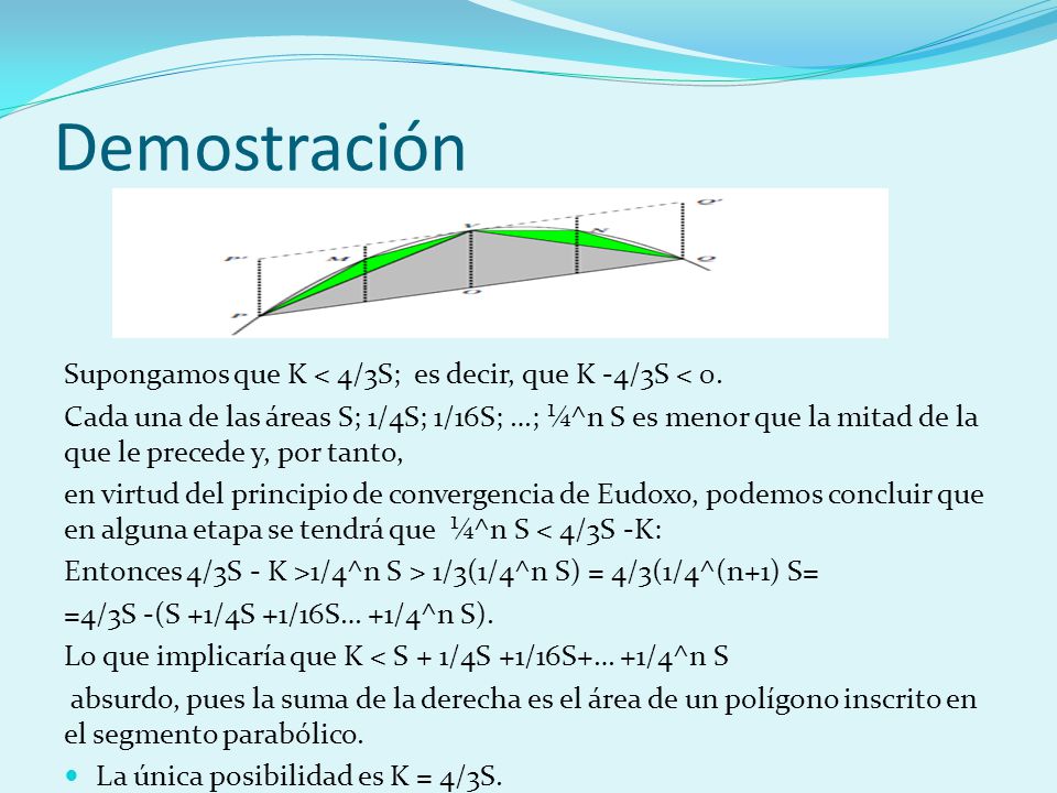 Demostración Supongamos que K < 4/3S; es decir, que K -4/3S < 0.