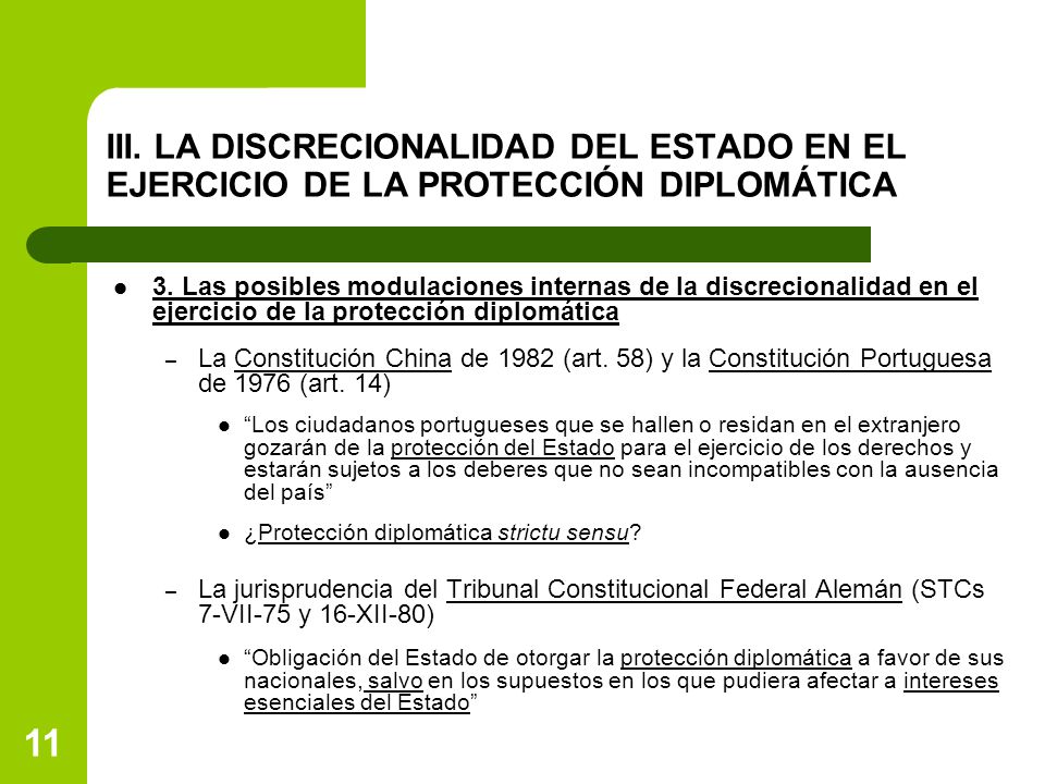 III. LA DISCRECIONALIDAD DEL ESTADO EN EL EJERCICIO DE LA PROTECCIÓN DIPLOMÁTICA