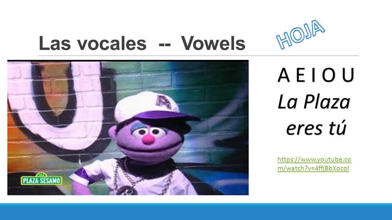HOJA A E I O U La Plaza eres tú Las vocales -- Vowels