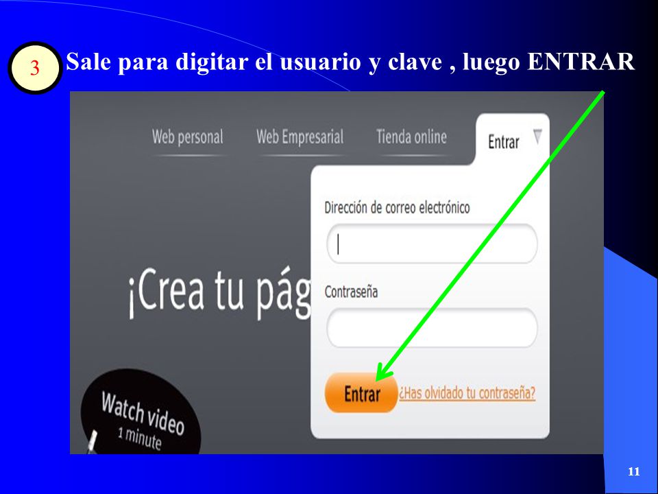 Sale para digitar el usuario y clave , luego ENTRAR