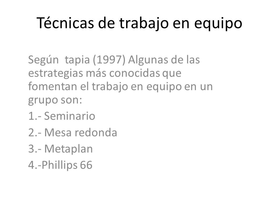 Técnicas de trabajo en equipo