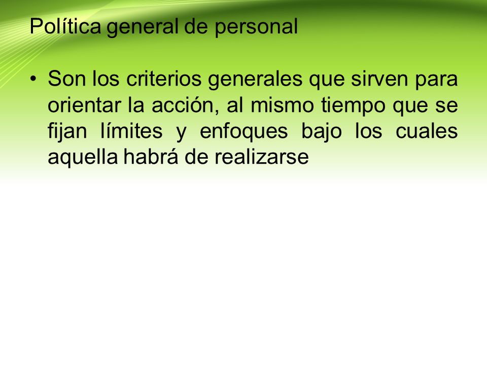 Política general de personal