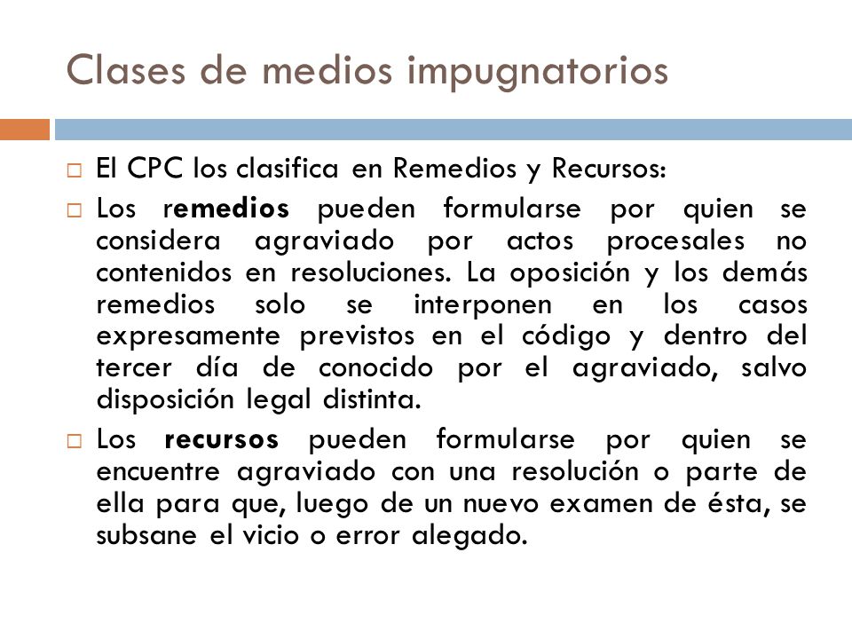 Clases de medios impugnatorios