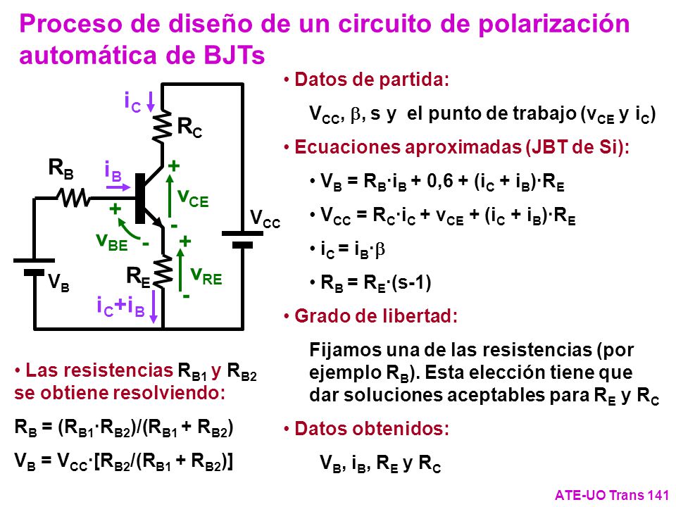 Proceso de diseño de un circuito de polarización automática de BJTs