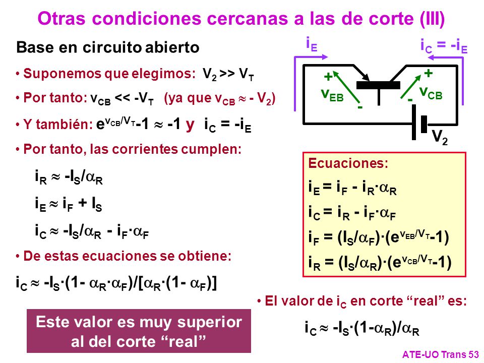 Otras condiciones cercanas a las de corte (III)