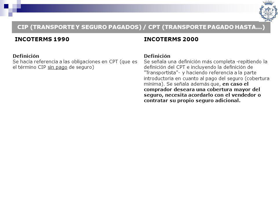 CIP (TRANSPORTE Y SEGURO PAGADOS) / CPT (TRANSPORTE PAGADO HASTA...)