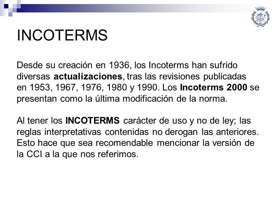 INCOTERMS Desde su creación en 1936, los Incoterms han sufrido