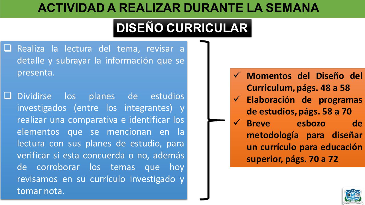 ACTIVIDAD A REALIZAR DURANTE LA SEMANA