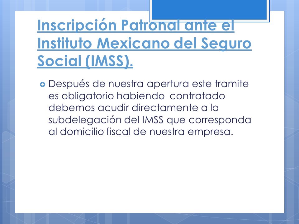 Inscripción Patronal ante el Instituto Mexicano del Seguro Social (IMSS).