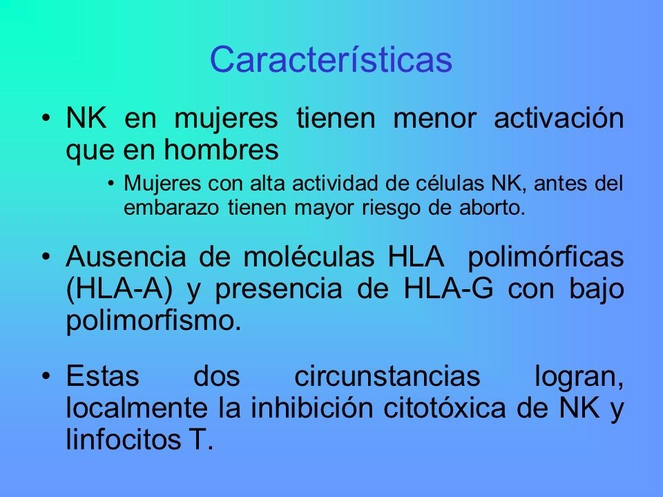 Características NK en mujeres tienen menor activación que en hombres