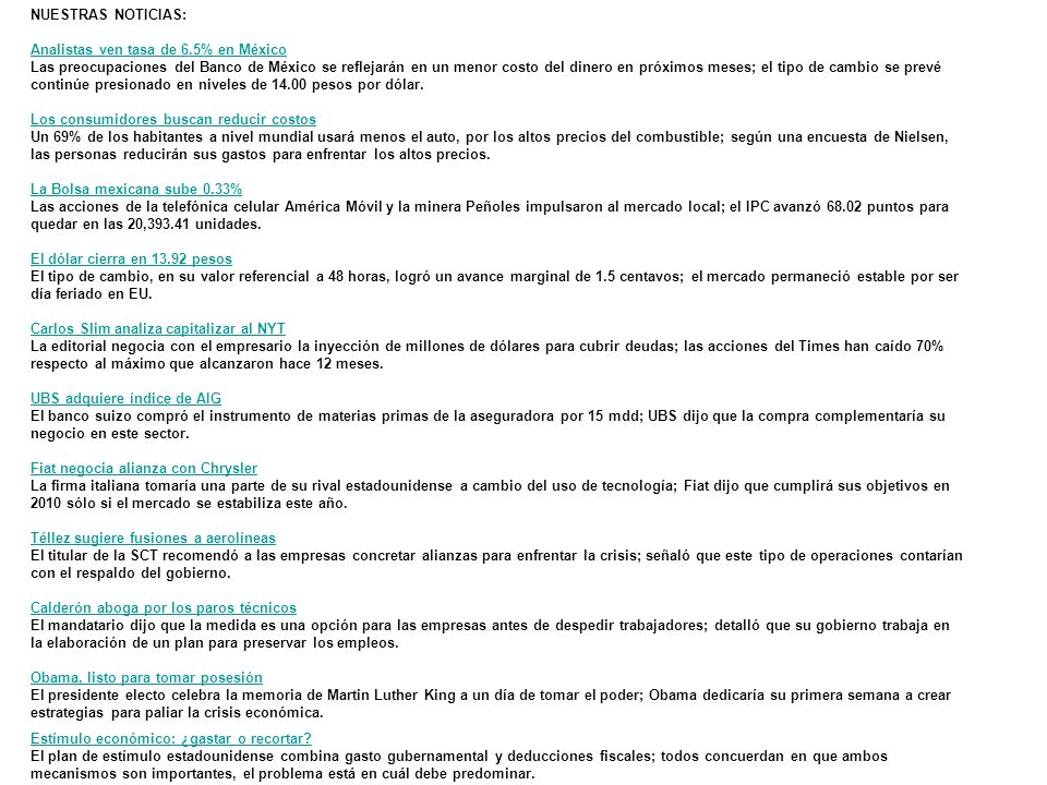 NUESTRAS NOTICIAS: Analistas ven tasa de 6