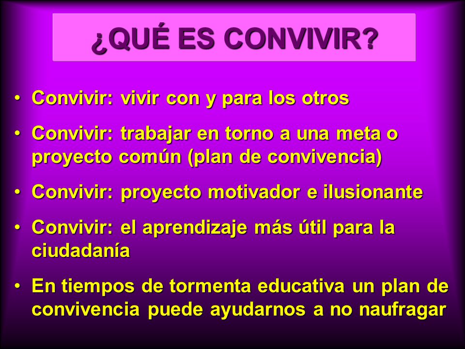 ¿QUÉ ES CONVIVIR Convivir: vivir con y para los otros