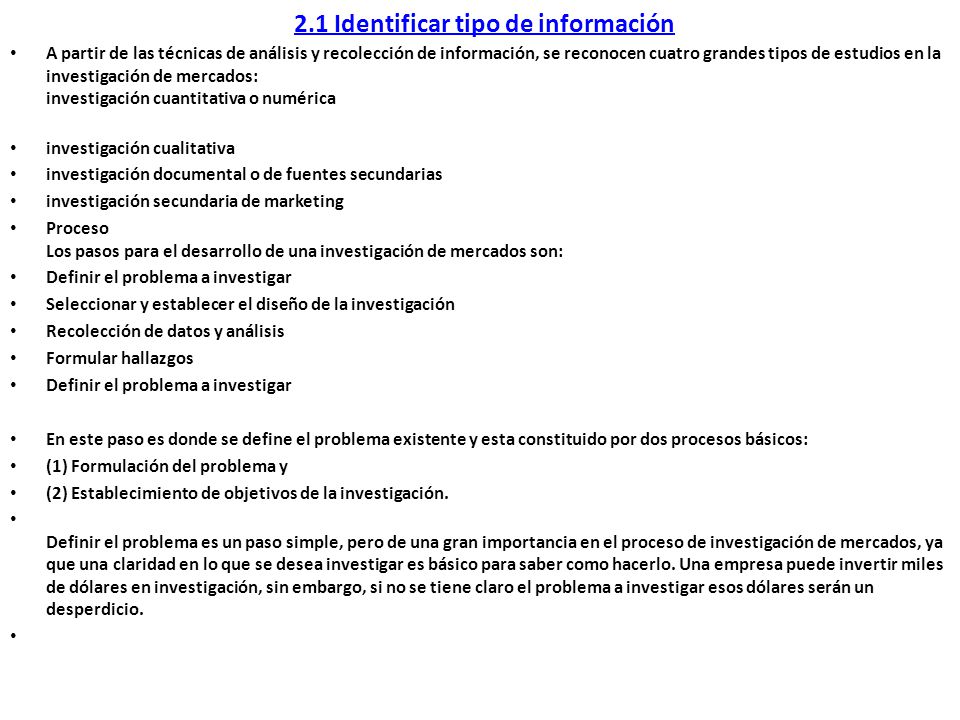 2.1 Identificar tipo de información