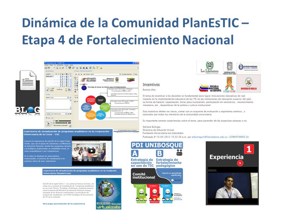 Dinámica de la Comunidad PlanEsTIC – Etapa 4 de Fortalecimiento Nacional