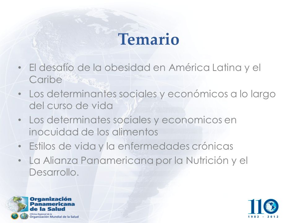 Temario El desafío de la obesidad en América Latina y el Caribe