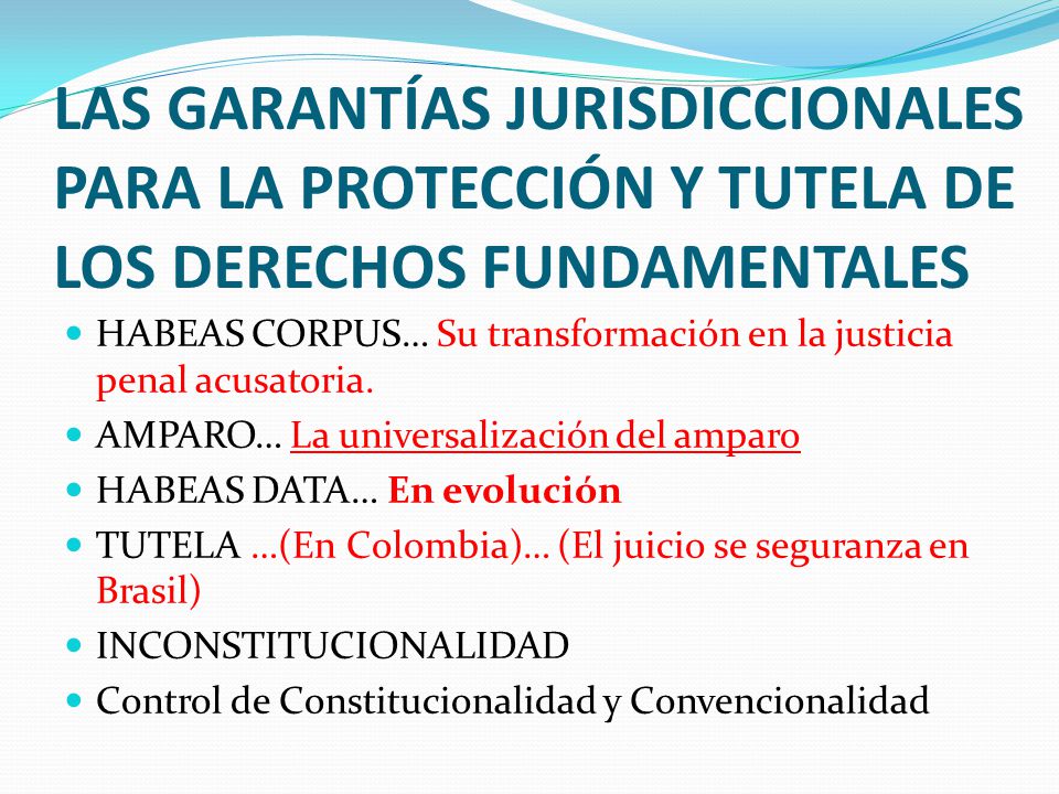 LAS GARANTÍAS JURISDICCIONALES PARA LA PROTECCIÓN Y TUTELA DE LOS DERECHOS FUNDAMENTALES