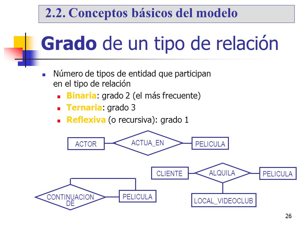 Grado de un tipo de relación
