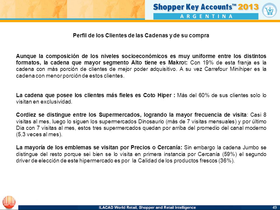 Perfil de los Clientes de las Cadenas y de su compra