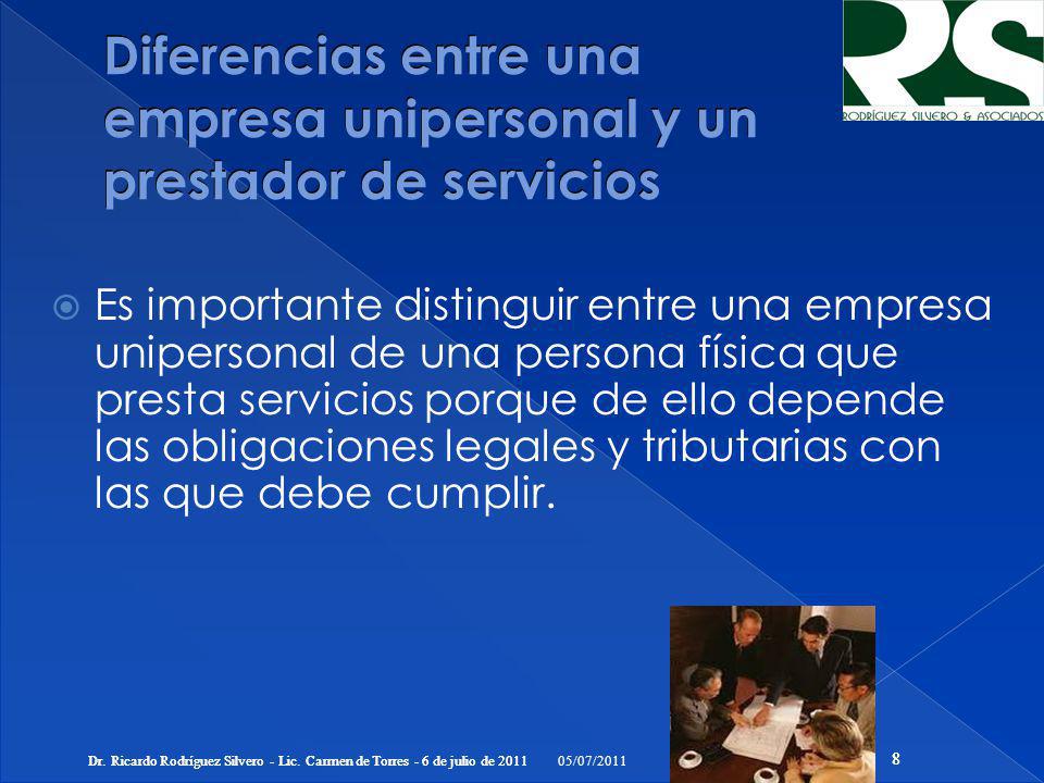 Diferencias entre una empresa unipersonal y un prestador de servicios