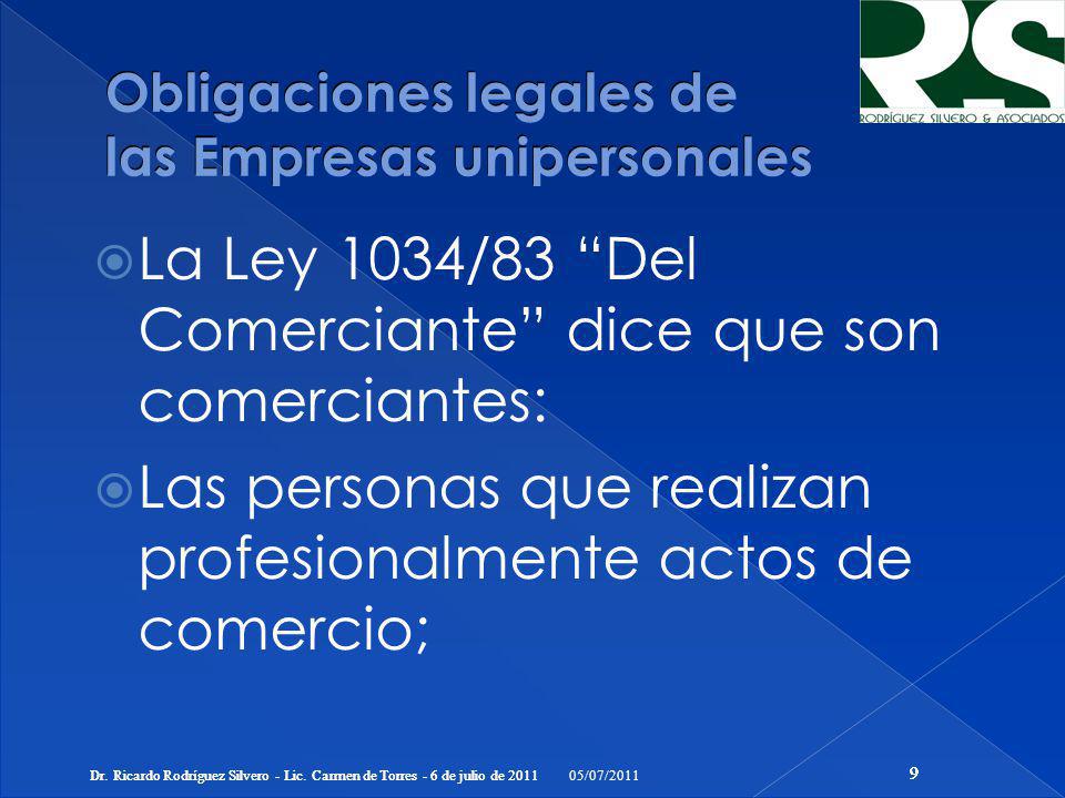 Obligaciones legales de las Empresas unipersonales