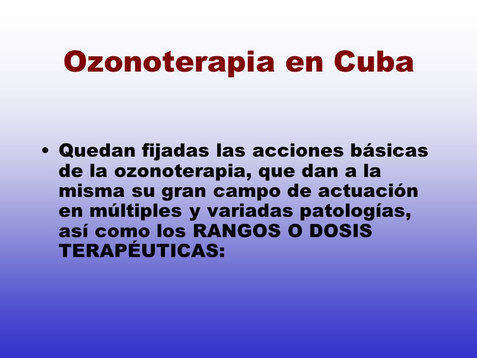 Ozonoterapia en Cuba