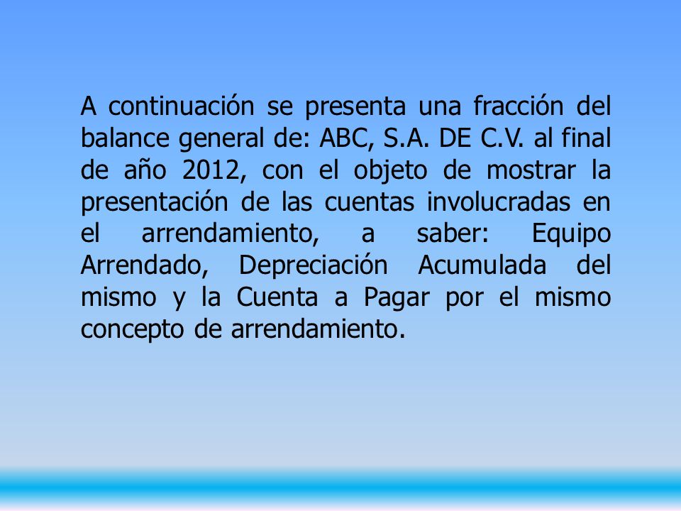 A continuación se presenta una fracción del balance general de: ABC, S