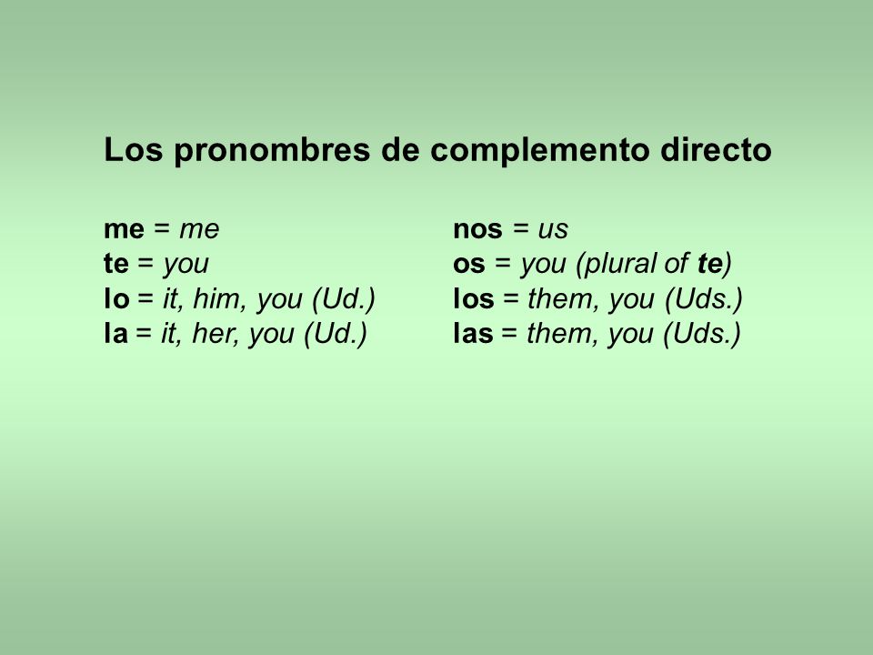 Los pronombres de complemento directo