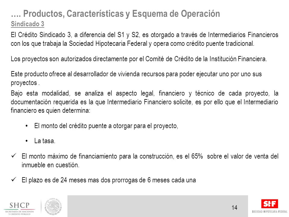 …. Productos, Características y Esquema de Operación Sindicado 3