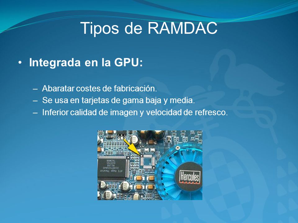 Tipos de RAMDAC Integrada en la GPU: Abaratar costes de fabricación.