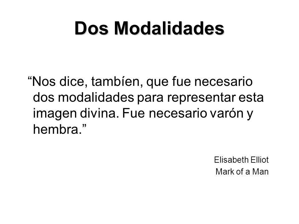 Dos Modalidades Nos dice, tambíen, que fue necesario dos modalidades para representar esta imagen divina. Fue necesario varón y hembra.