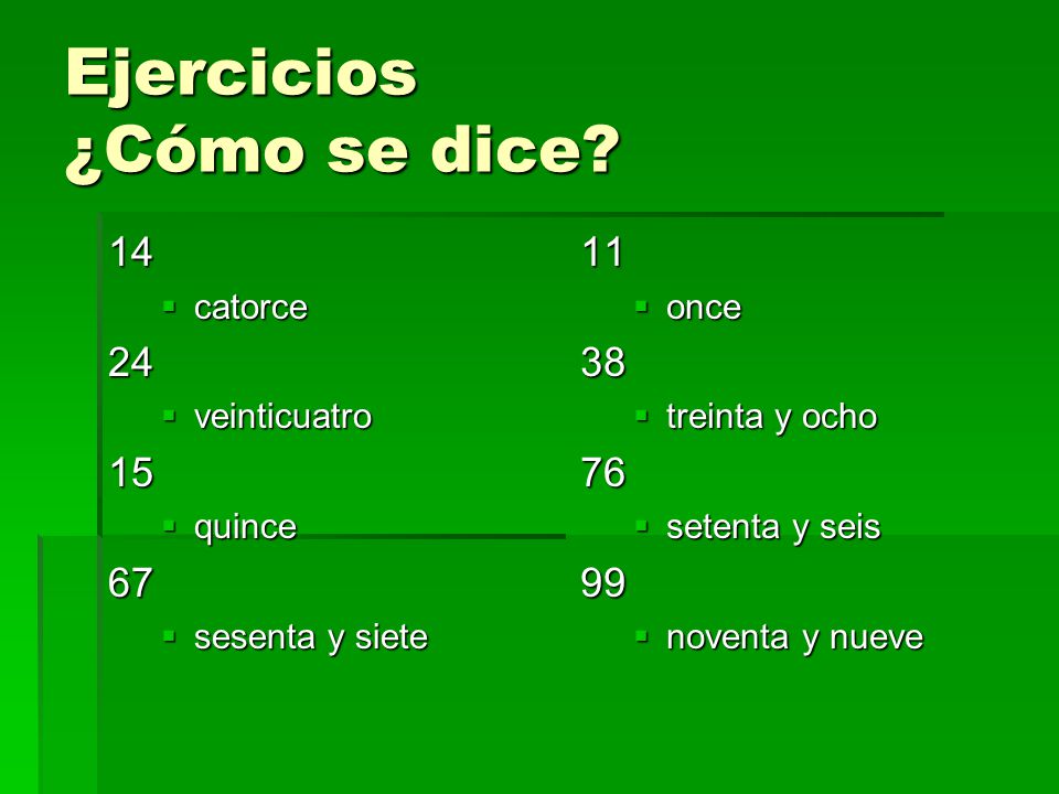 Ejercicios ¿Cómo se dice