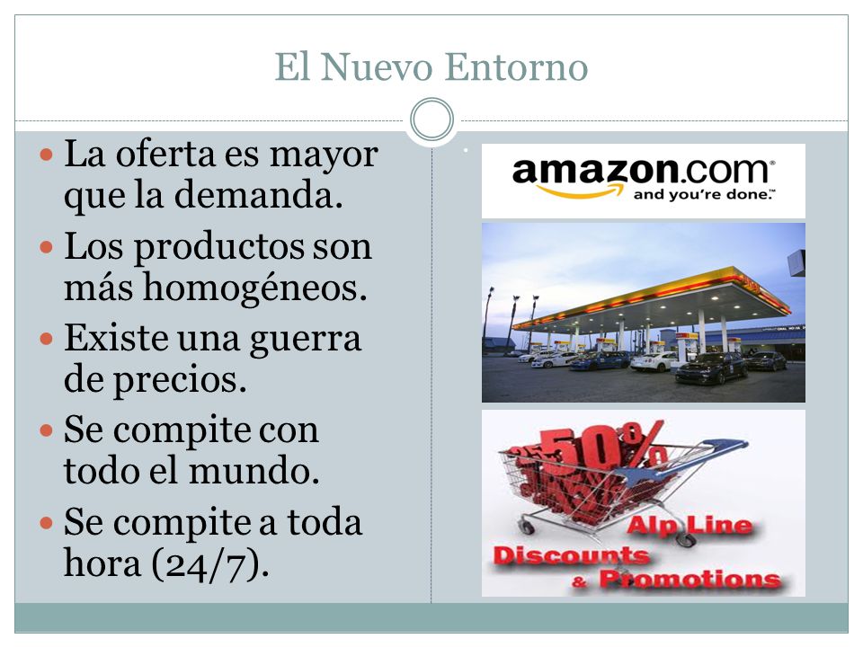 El Nuevo Entorno La oferta es mayor que la demanda.