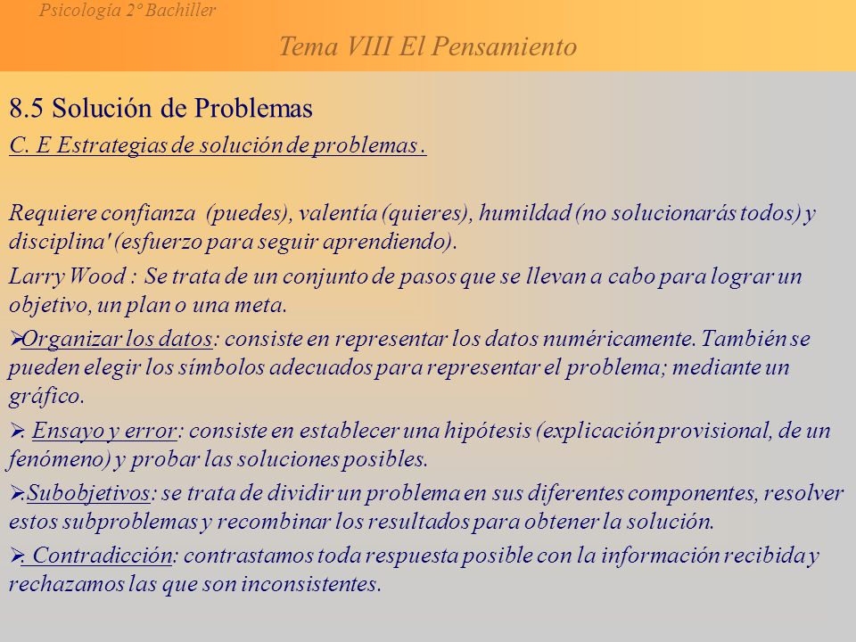 8.5 Solución de Problemas C. E Estrategias de solución de problemas .