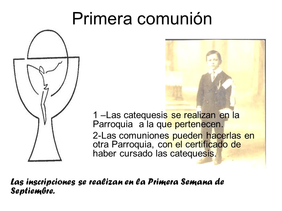 Primera comunión 1 –Las catequesis se realizan en la Parroquia a la que pertenecen.