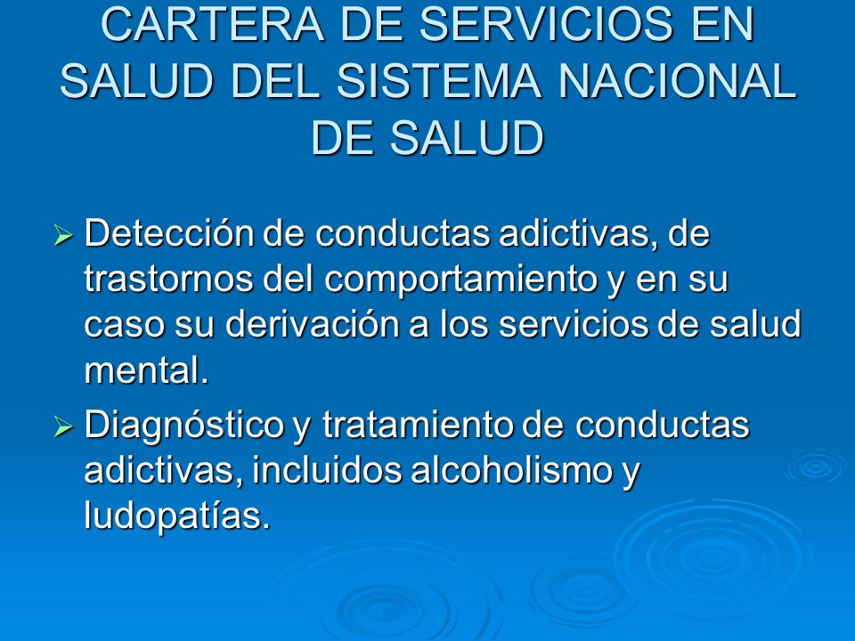 CARTERA DE SERVICIOS EN SALUD DEL SISTEMA NACIONAL DE SALUD