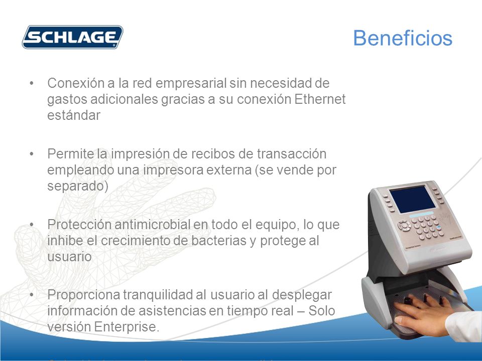 Beneficios Conexión a la red empresarial sin necesidad de gastos adicionales gracias a su conexión Ethernet estándar.