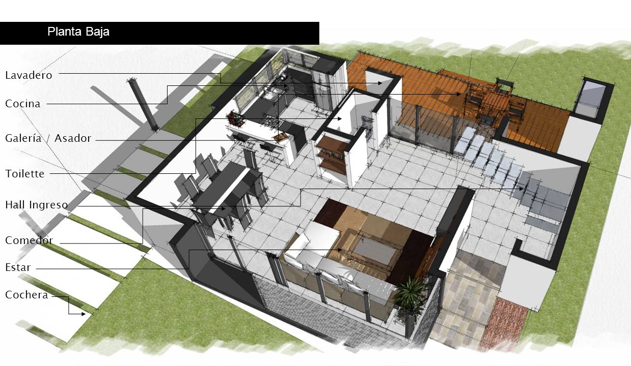 Planta Baja Lavadero Cocina Galería / Asador Toilette Hall Ingreso