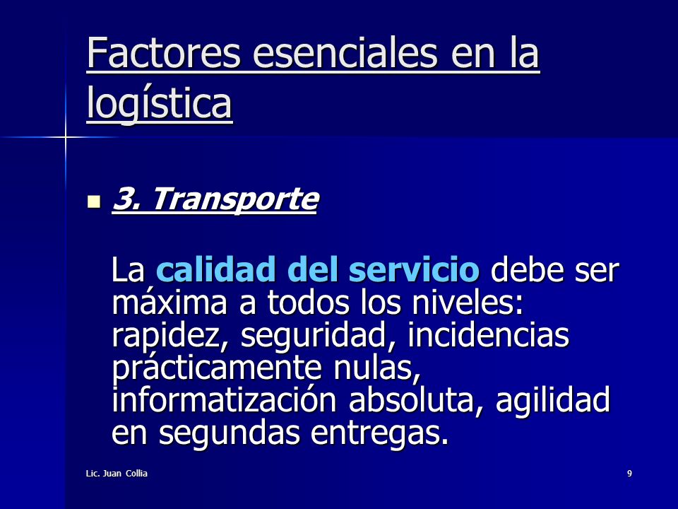 Factores esenciales en la logística