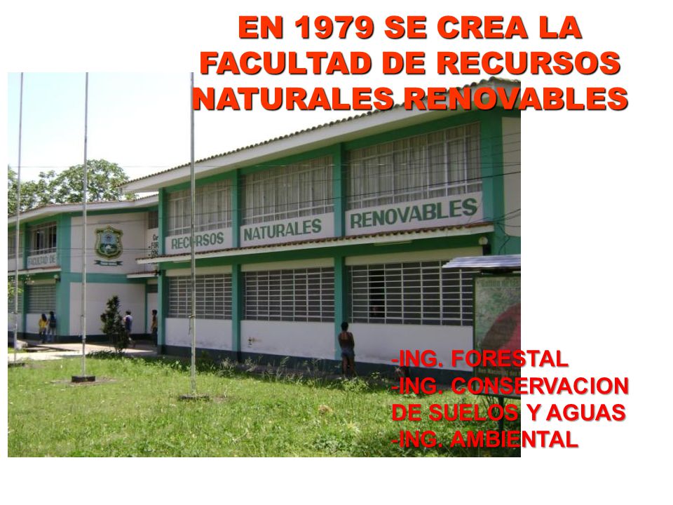 EN 1979 SE CREA LA FACULTAD DE RECURSOS NATURALES RENOVABLES