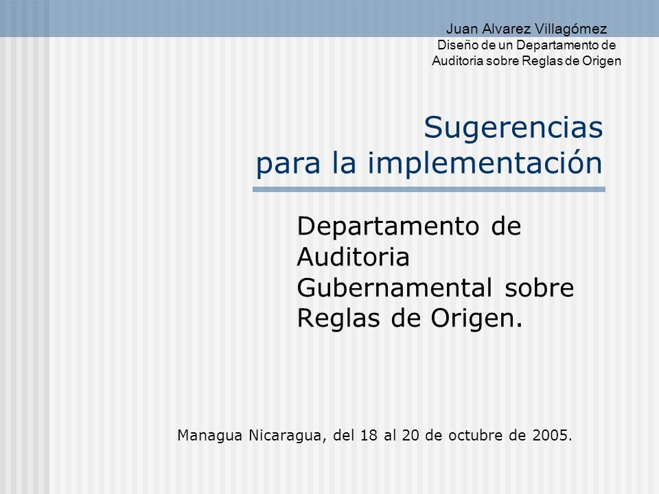 Sugerencias para la implementación