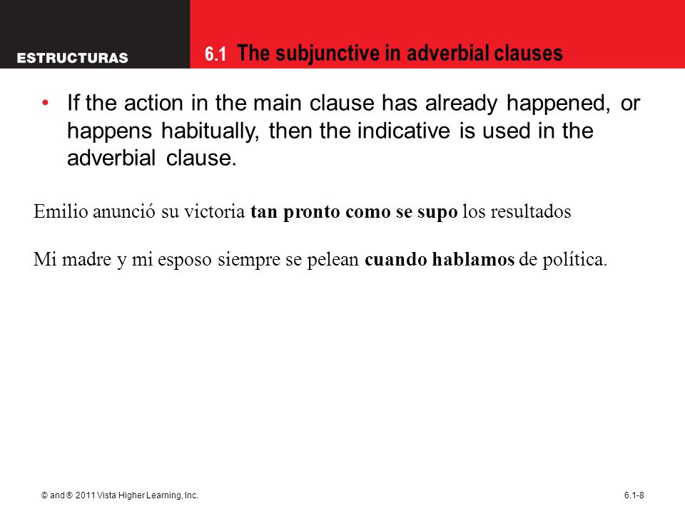 If the action in the main clause has already happened, or happens habitually, then the indicative is used in the adverbial clause.