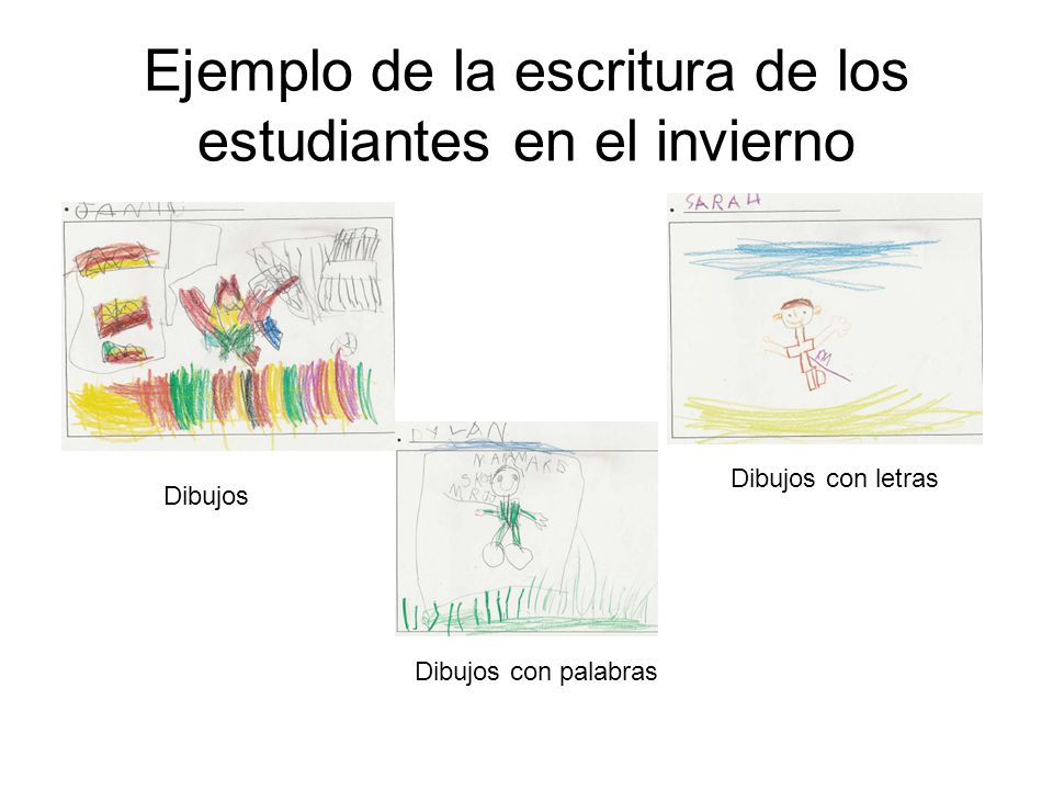 Ejemplo de la escritura de los estudiantes en el invierno