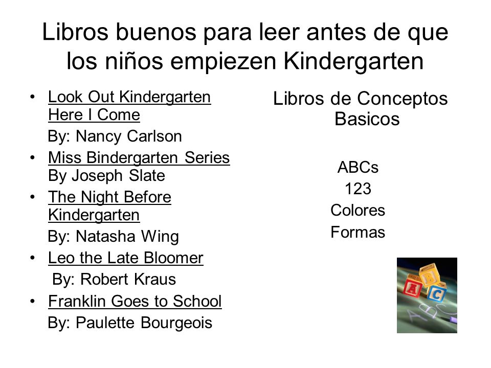 Libros buenos para leer antes de que los niños empiezen Kindergarten